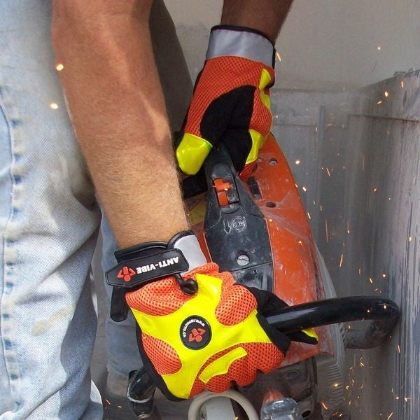 Anti-Vibration Gloves, L, Black/ Orange, PR