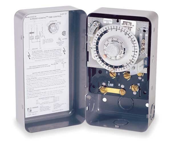 Defrost Timer Control, 208/240V AC, 40 A, SPDT, Heavy Steel, Temperature Or Pressure Termination
