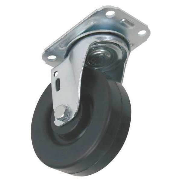 Swivel Plate Caster, Rubber, 5 in., 330 lb.