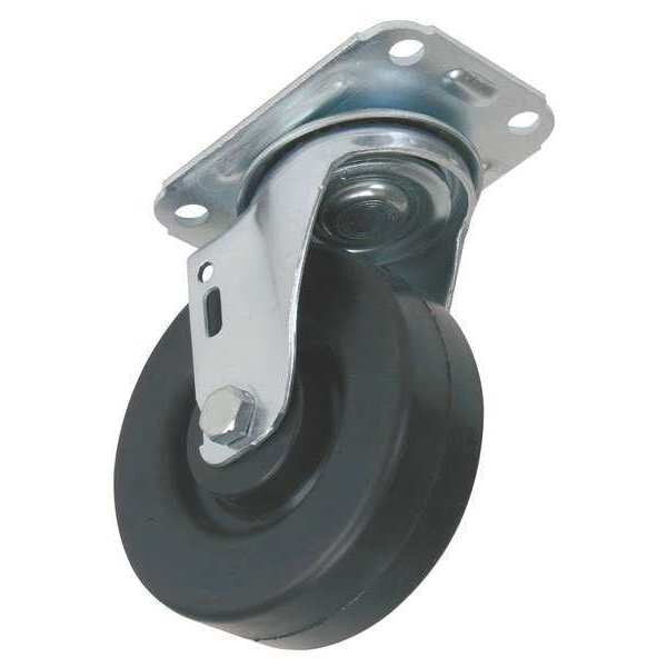 Swivel Plate Caster, Rubber, 3 in, 198 lb, D
