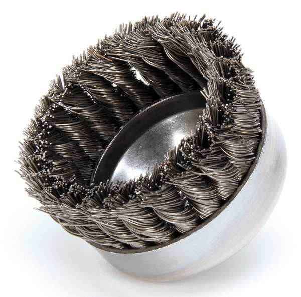 Knot Wire Cup Wire Brush, Threaded Arbor, 4