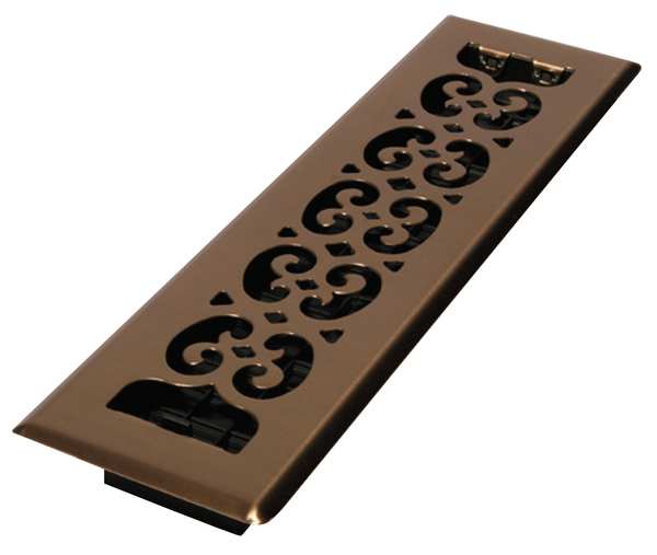 Floor Register, 2-1/4 X 12, Antique Brass, Brass