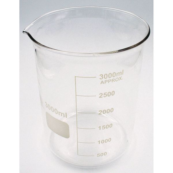 Beaker, Low Form, Glass, 3000mL, PK4
