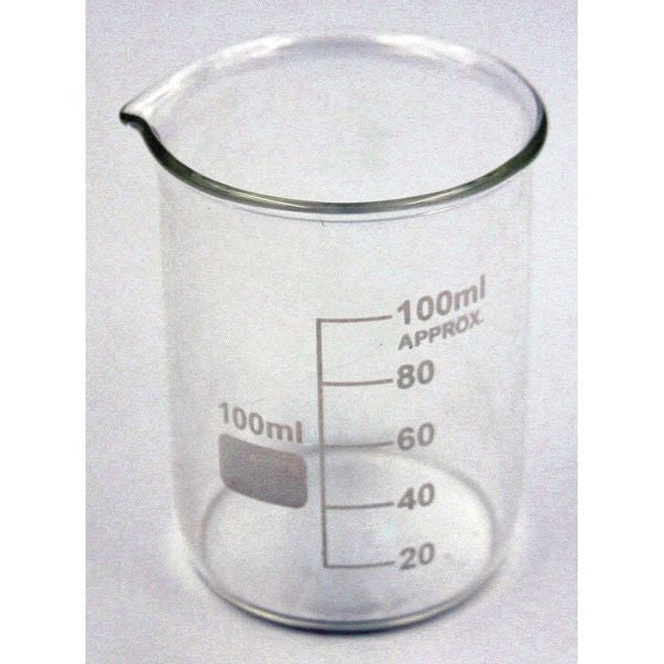 Beaker, Low Form, Glass, 100mL, PK12