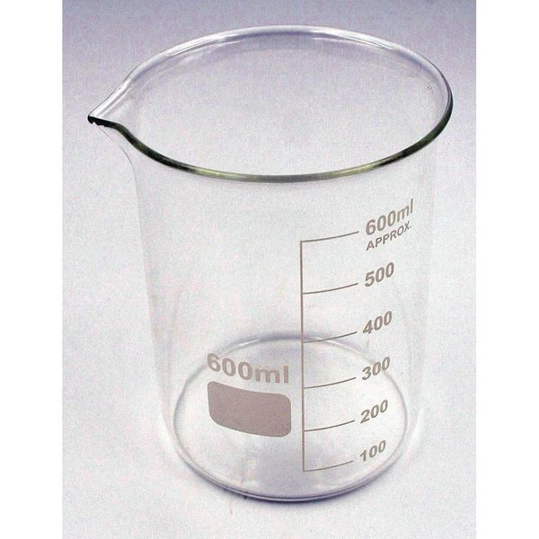 Beaker, Low Form, Glass, 600mL, PK6