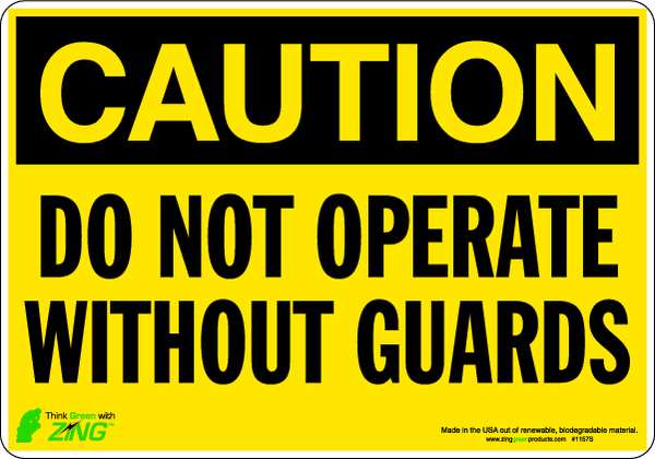 Caution Sign, 7 in Height, 10 in Width, Polyester, Vertical Rectangle, English