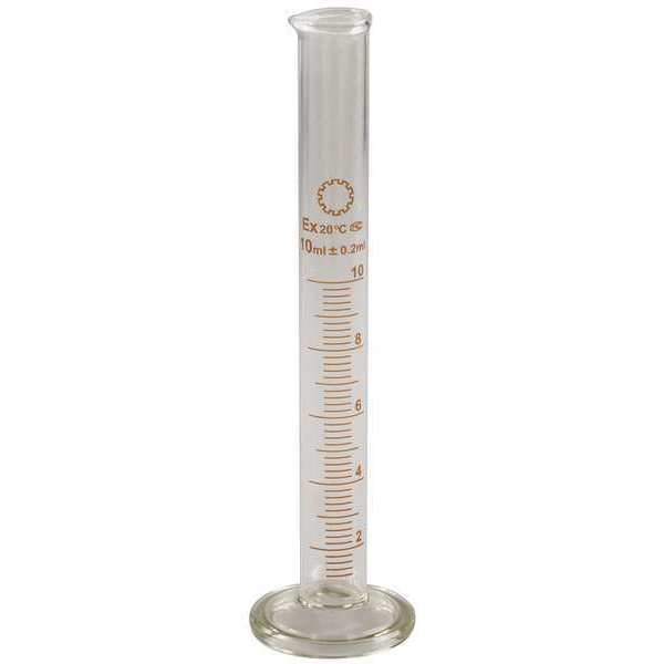 Graduated Cylinder, 10mL, Glass, Clear, PK12