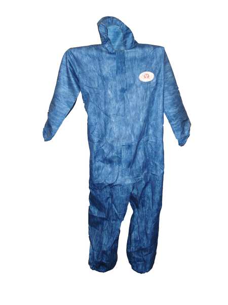 Hooded Chemical Resistant Coveralls, Blue, Zipper