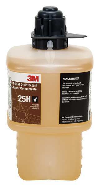 HB Quat Disinfecting Cleaner , 2L Bottle , Fragrance Free , Amber
