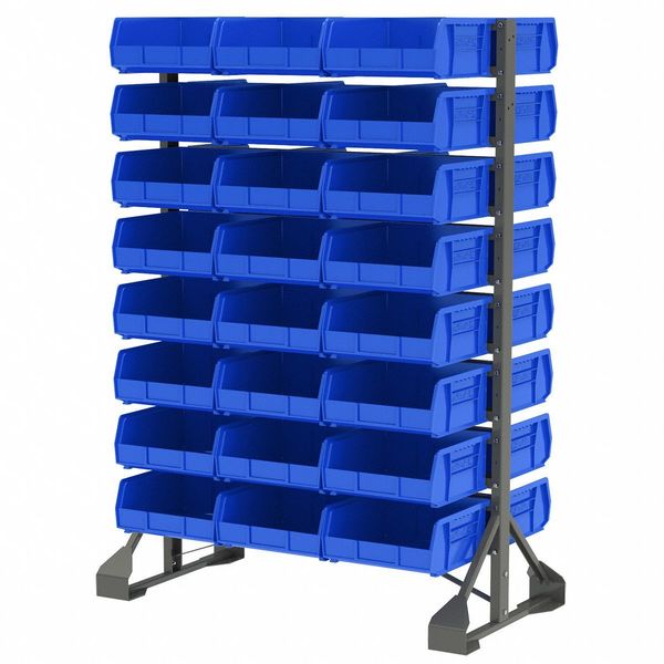 Steel Bin Rail Floor Rack, 20 in W x 36 in D x 54 in H, Gray