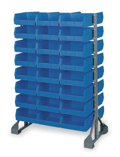 Steel Bin Rail Floor Rack, 20 in W x 36 in D x 54 in H, Gray