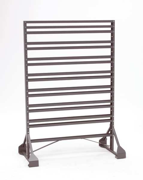 Steel Bin Rail Floor Rack, 20 in W x 36 in D x 54 in H, Gray