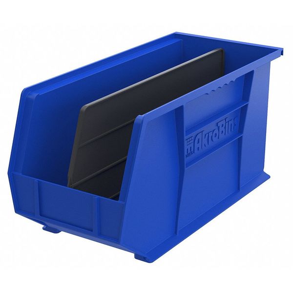 Hang & Stack Storage Bin, Blue, Plastic, 18 in L x 8 1/4 in W x 9 in H, 60 lb Load Capacity