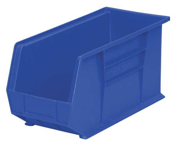 Hang & Stack Storage Bin, Blue, Plastic, 18 in L x 8 1/4 in W x 9 in H, 60 lb Load Capacity