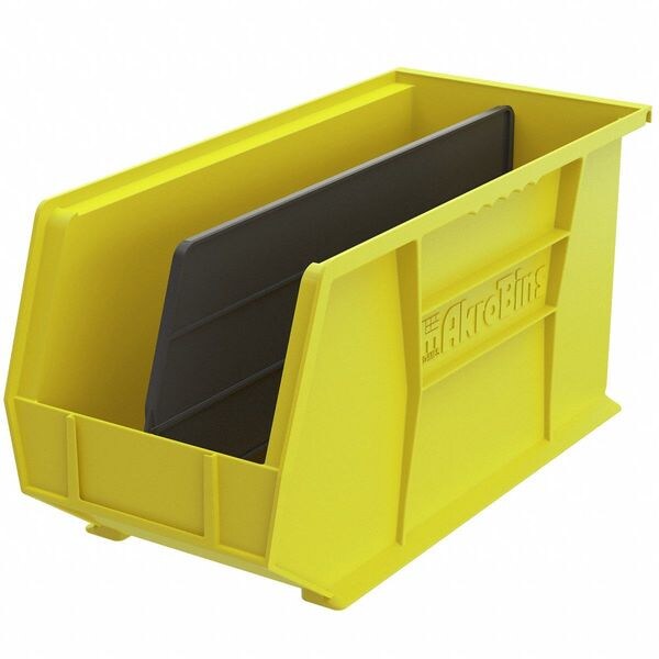 Hang & Stack Storage Bin, Yellow, Plastic, 18 in L x 8 1/4 in W x 9 in H, 60 lb Load Capacity
