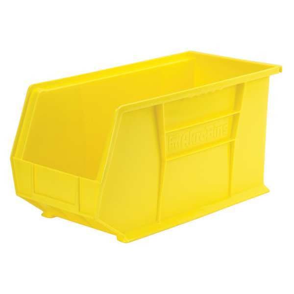 Hang & Stack Storage Bin, Yellow, Plastic, 18 in L x 8 1/4 in W x 9 in H, 60 lb Load Capacity