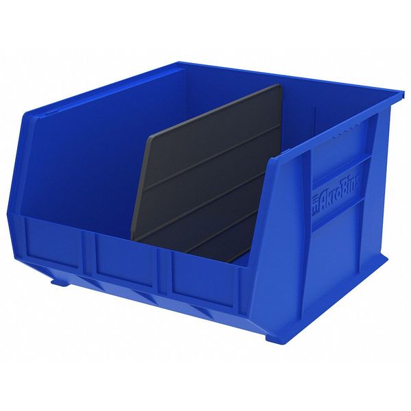 Hang & Stack Storage Bin, Blue, Plastic, 18 in L x 16 1/2 in W x 11 in H, 75 lb Load Capacity