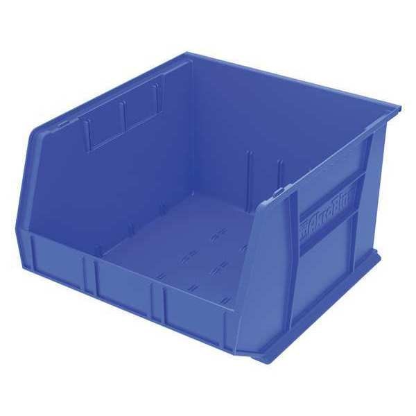 Hang & Stack Storage Bin, Blue, Plastic, 18 in L x 16 1/2 in W x 11 in H, 75 lb Load Capacity