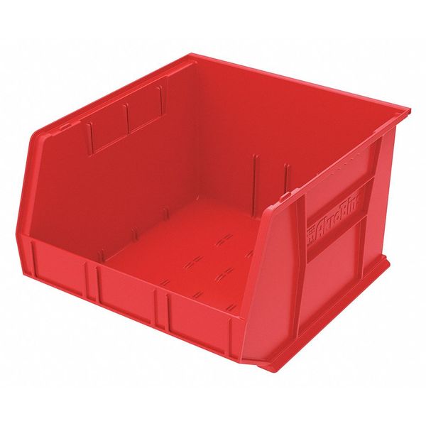 Hang & Stack Storage Bin, Red, Plastic, 18 in L x 16 1/2 in W x 11 in H, 75 lb Load Capacity