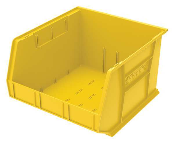 Hang & Stack Storage Bin, Yellow, Plastic, 18 in L x 16 1/2 in W x 11 in H, 75 lb Load Capacity