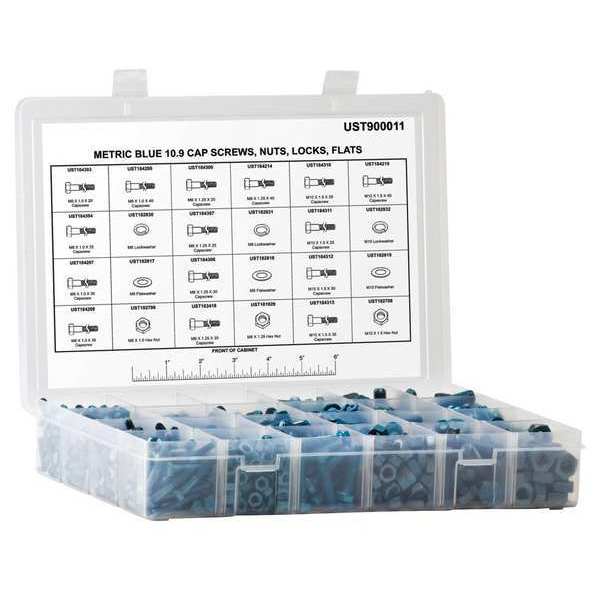 Hex Head Cap Screw Assortment, Steel, Blue Phosphate Finish