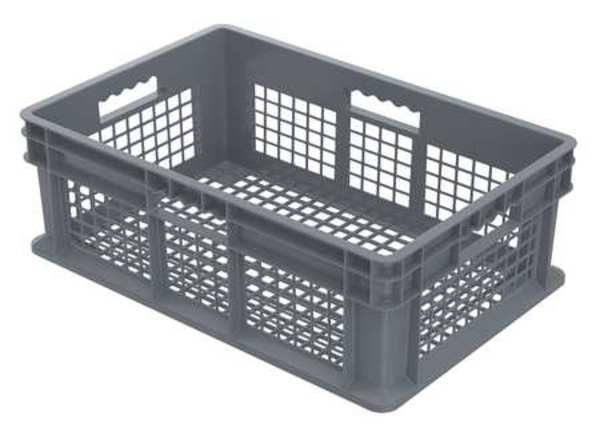 Straight Wall Container, Gray, Industrial Grade Polymer, 23 3/4 in L, 15 3/4 in W, 8 1/4 in H