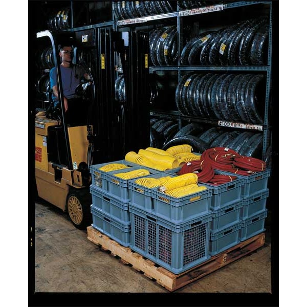 Straight Wall Container, Gray, Industrial Grade Polymer, 23 3/4 in L, 15 3/4 in W, 12 1/4 in H