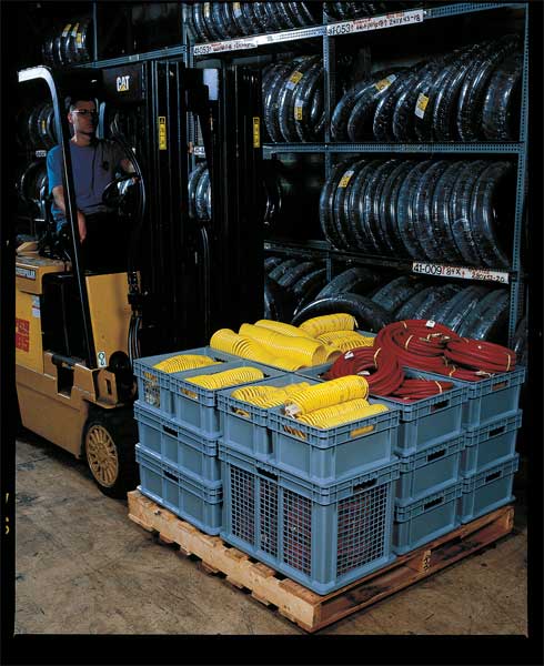 Straight Wall Container, Gray, Industrial Grade Polymer, 15 3/4 in L, 11 3/4 in W, 8 1/4 in H