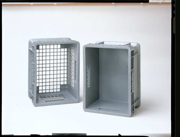Straight Wall Container, Gray, Industrial Grade Polymer, 23 3/4 in L, 15 3/4 in W, 16 1/8 in H