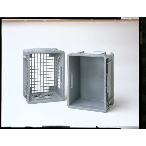 Straight Wall Container, Gray, Industrial Grade Polymer, 23 3/4 in L, 15 3/4 in W, 12 1/4 in H