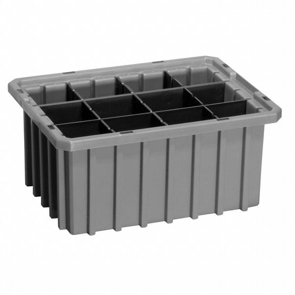 Divider Box, Gray, Industrial Grade Polymer, 10 7/8 in L, 8 1/4 in W, 5 in H
