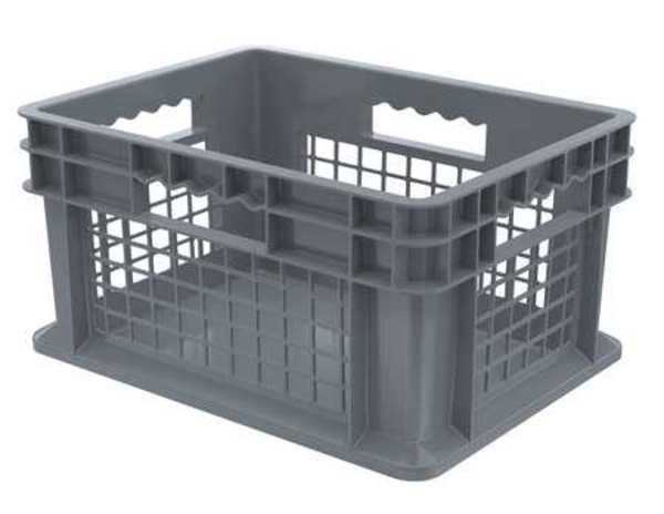 Straight Wall Container, Gray, Industrial Grade Polymer, 15 3/4 in L, 11 3/4 in W, 8 1/4 in H