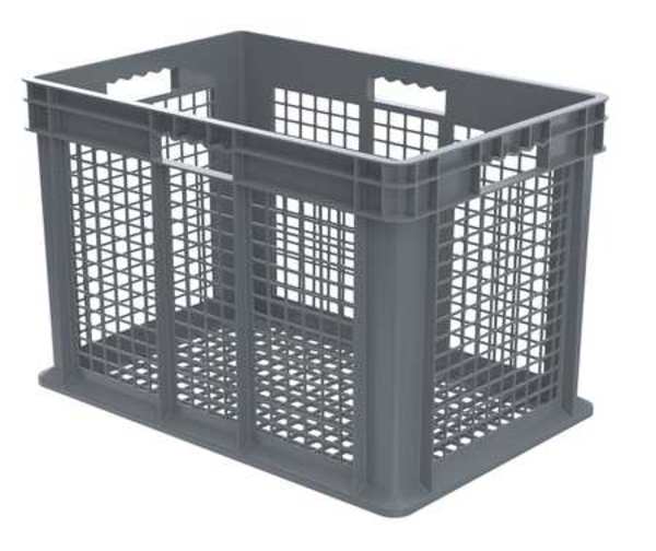 Straight Wall Container, Gray, Industrial Grade Polymer, 23 3/4 in L, 15 3/4 in W, 16 1/8 in H