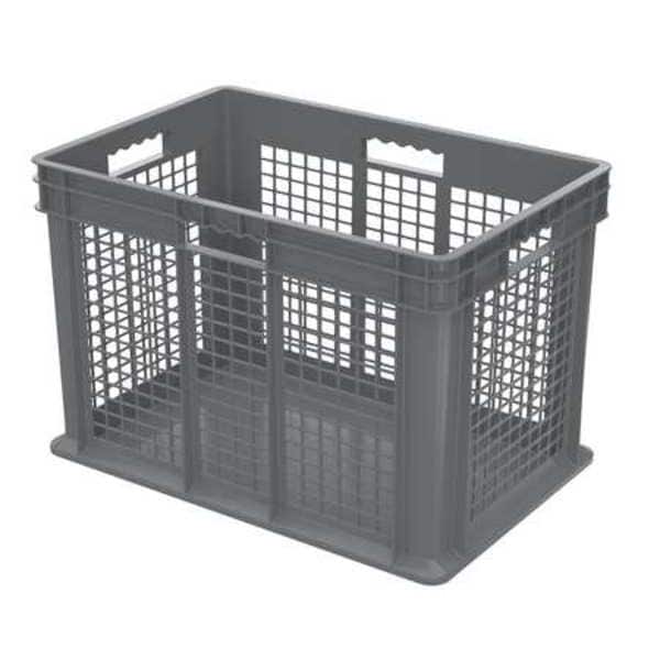 Straight Wall Container, Gray, Industrial Grade Polymer, 23 3/4 in L, 15 3/4 in W, 16 1/8 in H
