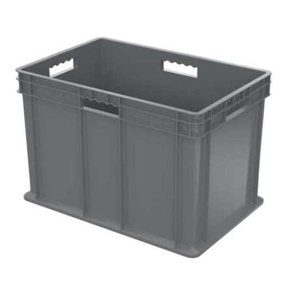 Straight Wall Container, Gray, Industrial Grade Polymer, 23 3/4 in L, 15 3/4 in W, 16 1/8 in H