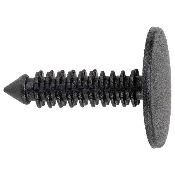 Push-In Rivet, Flat Head, 0.2188 in Dia., 3/4 in L, Nylon Body, 50 PK