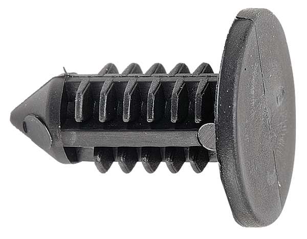 Push-In Rivet, Flat Head, 5.5 mm Dia., Nylon Body, 50 PK