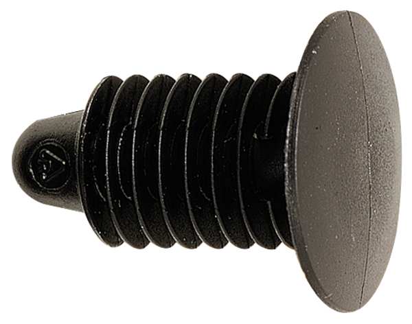 Push-In Rivet, Dome Head, 6 mm Dia., 12 mm L, Nylon Body, 100 PK