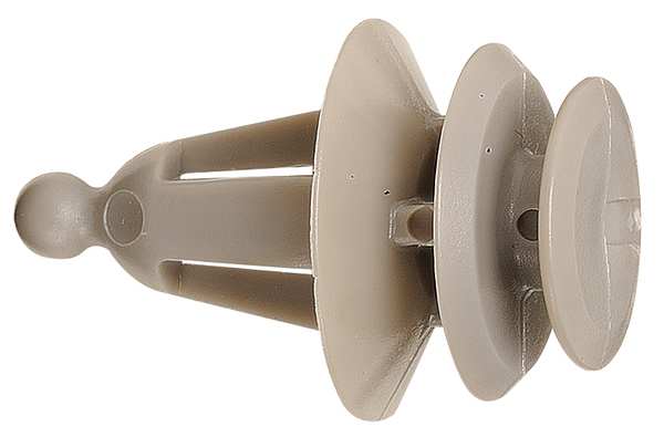 Push-In Rivet, Flat Head, 18 mm L, Nylon Body, 25 PK