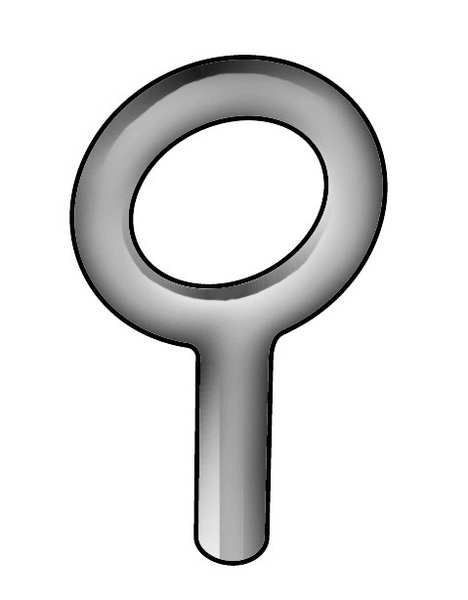 Machinery Eye Bolt Blank Without Shoulder, Unthreaded, 1-5/8 in Shank, 1-9/32 in ID, Steel, Plain