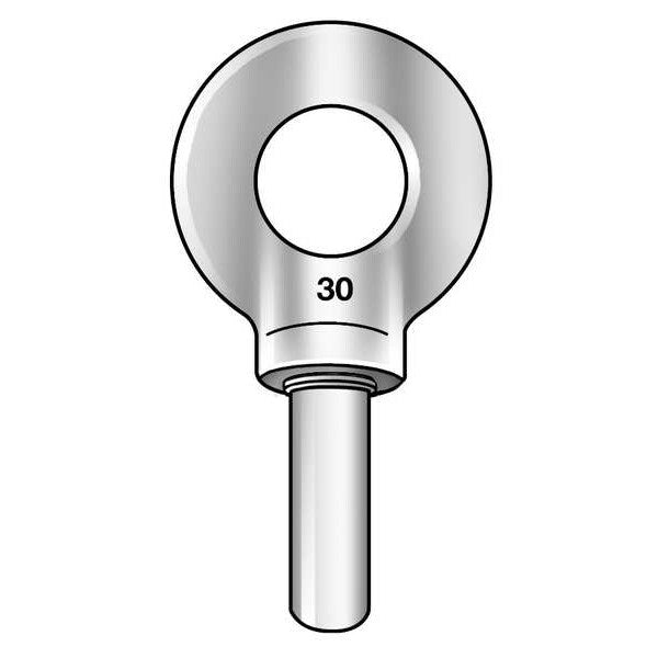Machinery Eye Bolt Blank With Shoulder, Unthreaded, 1-3/4 in Shank, 1-3/8 in ID, Plain