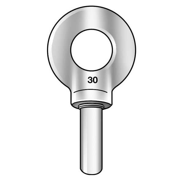 Machinery Eye Bolt Blank With Shoulder, Unthreaded, 2 in Shank, 1-1/2 in ID, Steel, Plain