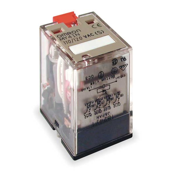 General Purpose Relay, 120V AC Coil Volts, Square, 14 Pin, 4PDT
