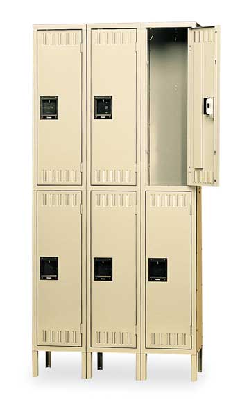 Wardrobe Locker, 36 in W, 18 in D, 78 in H, (2) Tier, (3) Wide, Sand