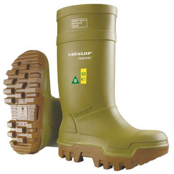 Size 9 Men's Steel Rubber Boot, Green