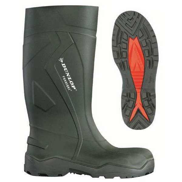 Size 5 Men's Steel Rubber Boot, Dark Green/Black