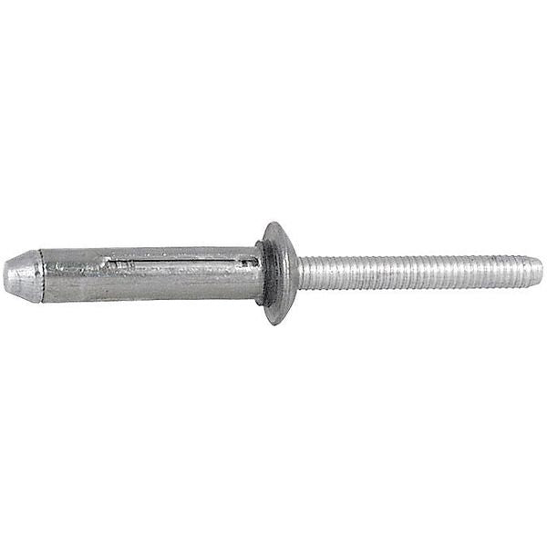 Blind Rivet, Brazier Head, 1/4 in Dia., 1-1/4 in L, Aluminum Body, 500 PK