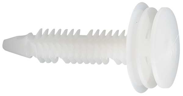 Push-In Rivet, Dome Head, 40.3 mm L, Nylon Body, 25 PK