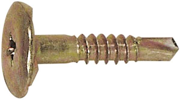 Wood Screw, #10, 1-1/4 in, Zinc Yellow Steel Wafer Head Phillips Drive, 250 PK