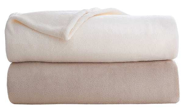 Fleece Blanket, Queen, 90x90 In., Khaki, PK4